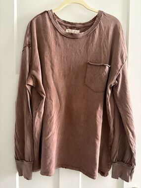 We The Free, Washed Mauve Long Sleeve Pocket Tee